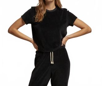 perfectwhitetee Clara Velour Baby Tee In Black