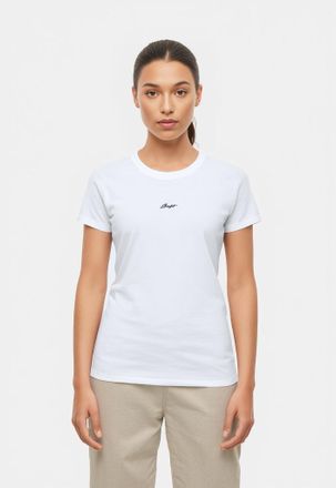 Boss Orange by Hugo Boss T-Shirt BOSS ORANGE Elogo Premium Damenmode, Damen, Gr. XL (42), weiss (wei&szlig; 100), Single Jersey, Obermaterial: 100% Baumwolle, unifarben, regular fit