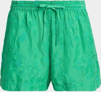 Johnny Was The Audrey Floral-Embroidered Shorts