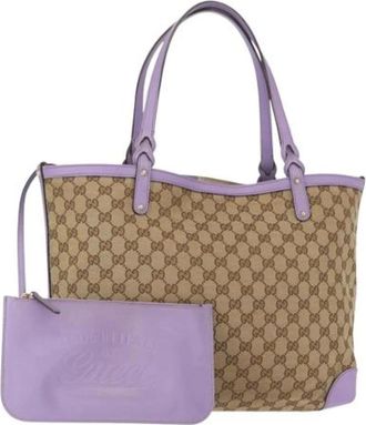 Gucci Pre-owned Tote Bags, female, Beige, Size: ONE SIZE Pre-owned Canvas Tote Bag