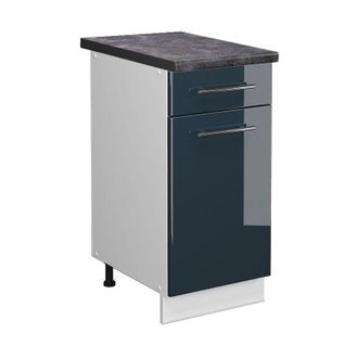 Vicco Mueble Bajo De Cocina Fame-line, Azul Oscuro Alto Brillo, 40 Cm, Et Antracita Vicco