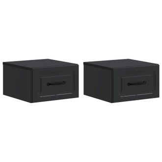vidaXL Mesita De Noche De Pared 2 Pcs Negro 34,5 X 33 X 20 Cm Vidaxl