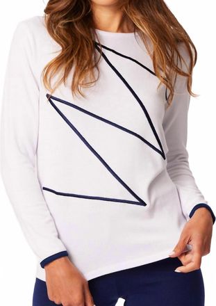 French Kyss Zig Zag Sweater In White/navy