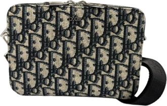Dior Pre-owned Oblique Canvas Shoulder Bag - Heren - Vintage Schoudertas - Blauw - ONE Size - Leer - Vintage
