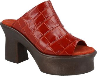 Ferragamo Samanta Croc-Embossed Leather Platform Mules