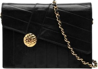 Chanel Pre-owned Coco Mark Lamslederen Schoudertas met Kettingklep - Dames - Vintage Schoudertas - Zwart - ONE Size - Leer - Vintage