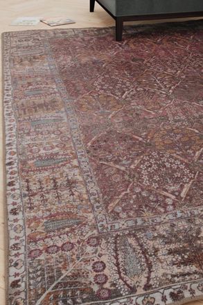 Kukoon Burgundy Distressed Washable & Liquid Repellent Living Room Area Rug in Plum | Size: 120 cm x 170 cm