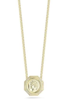 Sphera Milano Cubic Zirconia Medallion Pendant Necklace in Gold at Nordstrom Rack