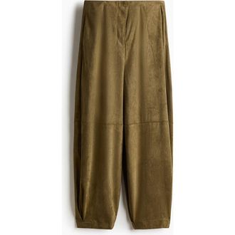 H&M Barrel Trousers in Dark Khaki Green at Nordstrom, Size X-Small