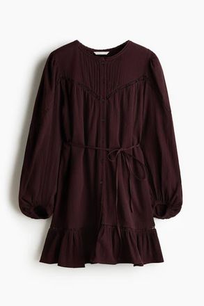 H&M Cotton Tunic Dress in Dark Brown at Nordstrom, Size X-Small