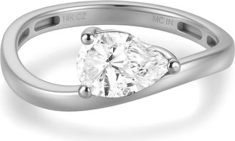 MAX + STONE Solid 10K Gold 2 Carat Pear Cut Cubic Zirconia Wavy Band Engagement Ring