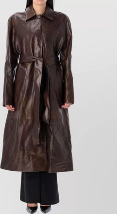 Magda Butrym leather trench coat belted waist