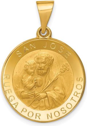 Diamond2Deal 14k Yellow Gold Polished Satin Hollow Spanish San Jose Medal Pendant