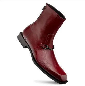 Mezlan Mens Buscemi Hi-Shine Boot In Burgundy