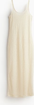 H&M Fischnetz-Kleid mit Pailletten - White