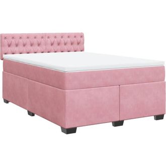 vidaXL Vidaxl - Cama Box Spring Con Colch&oacute;n Terciopelo Rosa 160x200 Cm