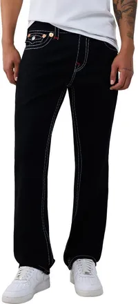 True Religion Ricky Super T Flap Straight Jeans in 2Sb Black Rinse at Nordstrom, Size 31