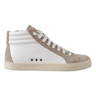 P448 Schoenen, Dames, Beige, 36 EU, Leer, Witte leren skate sneakers met rits