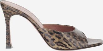 Amina Muaddi Leopard Print Slip-on Heels