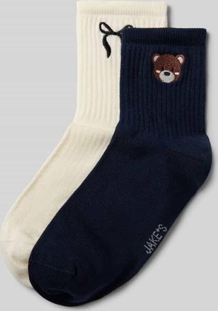 Jake*s Casual Socken mit Label-Print im 2er-Pack in Dunkelblau, Gr&ouml;&szlig;e 35-38