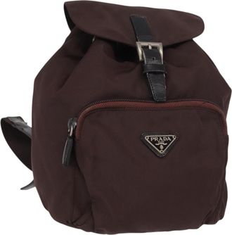 Prada Front Pocket Backpack Tessuto Brown Nylon Backpack Bag (Pre-Owned)