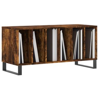 Berkfield Home Record Cabinet Smoked Oak 100x38x48 cm Engineered Wood in Brown | Size: 100 x 38 x 48 cm