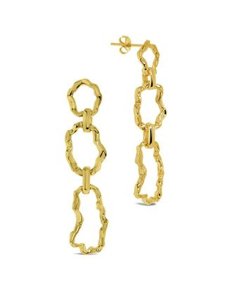 Sterling Forever 14K Plated Ira Chain Drop Earrings
