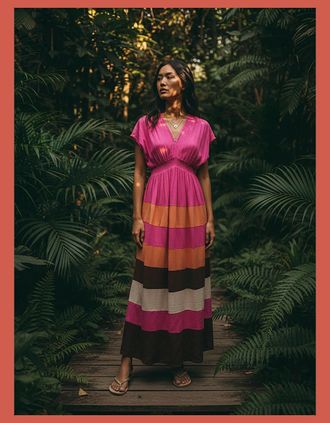 Nooki Design Womens Rosalie Striped Maxi Dress - Pink - Pink Mix - Size: 10/8