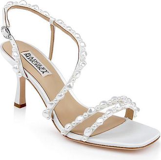 Badgley Mischka Gretta Pearl Strappy Mid Heel Sandals