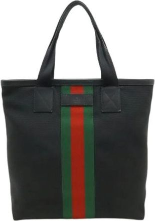 Gucci Pre-owned Nylon Canvas Tote Bag - Heren - Vintage Shopper - Zwart - ONE Size - Nylon - Vintage