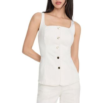 Good American Stretch Denim Vest in Cotton White at Nordstrom, Size X-Large