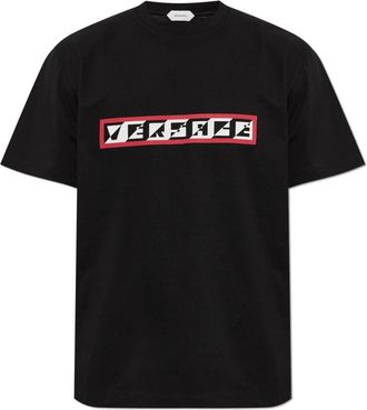Versace Katoenen T-shirt met print - Heren - T-shirts - Zwart - XS - Katoen - Tops