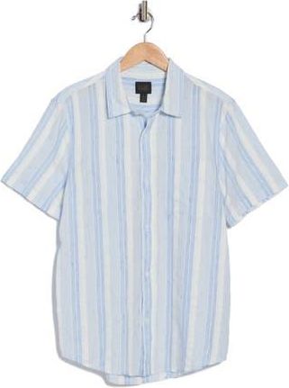 14th & Union Short Sleeve Woven Slub Shirt in Blue Tide Stripe at Nordstrom Rack, Size Xx-Large
