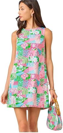 Lilly Pulitzer Ettie Stretch Shift Womens Dress Crazy Quilt : 16, Cotton/Spandex