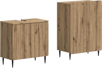 vidaXL Juego De Gabinete De Ba&ntilde;o De 2 Piezas Zwolle Roble Artisan Vidaxl