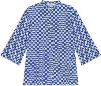 Maliparmi Blouses, female, Blue, Size: 2XL Diamond Glow Kaftan
