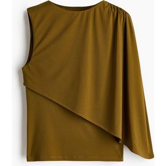 H&M Cape-detail Top in Dark Khaki Green at Nordstrom, Size X-Small