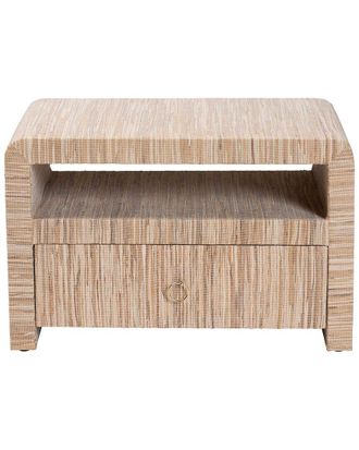 Baxton Studio Hannah Bohemian Woven Grasscloth 1-Drawer Nightstand