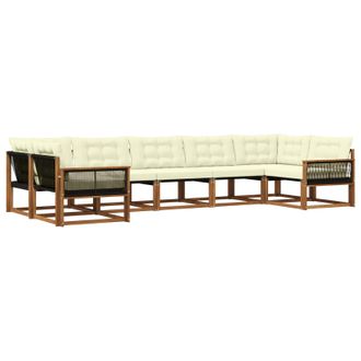 vidaXL Conjunto De Sof&aacute;s De Exterior Con Coj&iacute;n 7 Pcs Natural Y Crema Vidaxl