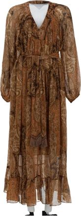 Zimmermann Carousel Linen-Silk Paisley Midi Dress