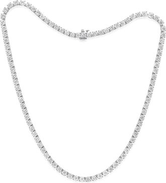 Diana M. Jewels 14kt white gold lab grown round diamond tennis necklace weighing 10.32 cts set in a four prong setting, 16