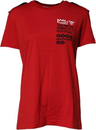 Dolce & Gabbana Womens Red Cotton Round Neck Short Sleeves T-Shirt