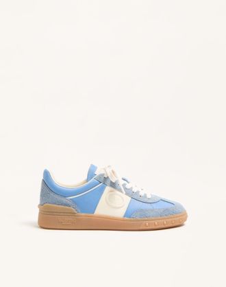 Valentino Garavani Sneaker Upvillage In Crosta Con Banda In Vitello Nappato Donna GRIGIO/AZZURRO 35.5