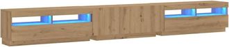 Berkfield Home TV Cabinet with LED Lights Artisan Oak 300x35x40 cm Engineered Wood in Brown | Size: 300 x 35 x 40 cm