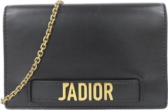 Dior Black Leather Chain/Shoulder Wallet (Pre-Owned)