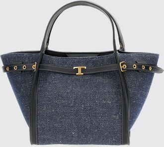 Tod's Borsa T Timeless Tods in denim e pelle