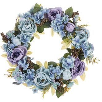 Beliani Beliani - Ghirlanda Decorativa Artificiale con Fiori &oslash; 50 cm Blu Galdar