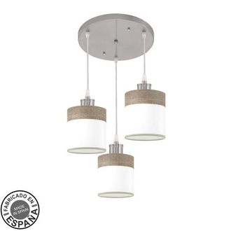 Fabrilamp Fabrilamp - Plafon Cloe 3xe27 Niquel/blanca-madera Gris Regx42x42 Cm