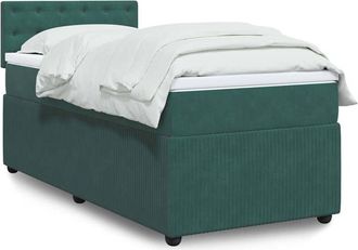 vidaXL Cama Box Spring Con Colch&oacute;n Terciopelo Verde Oscuro 100x200 Cm Vidaxl
