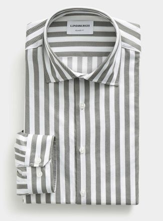 Lindbergh Mens Two-tone stripe pure cotton shirt Relaxed fit